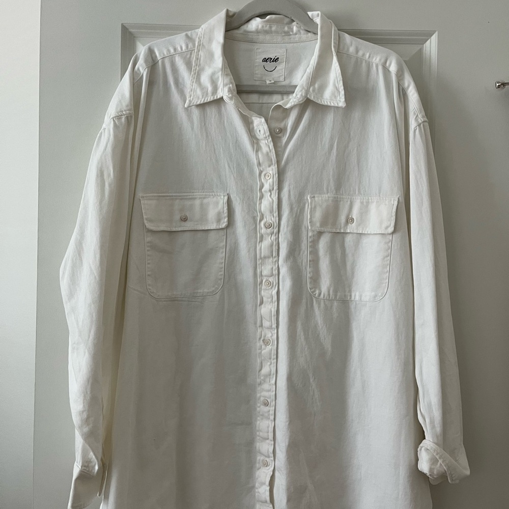 NWT Aerie White Casual Button Down Shirt